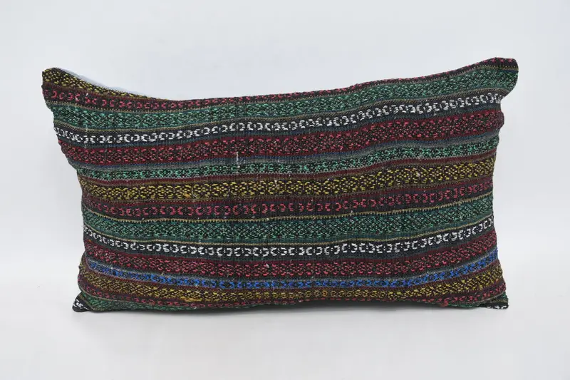 Kilim Cushion Sham, Cushion Cover, Kilim Rug Pillow Cover, 12x20 Red Pillow Case, Antique Pillows, Boho Chic Pillow Case, Throw Kilim Pillow - 1