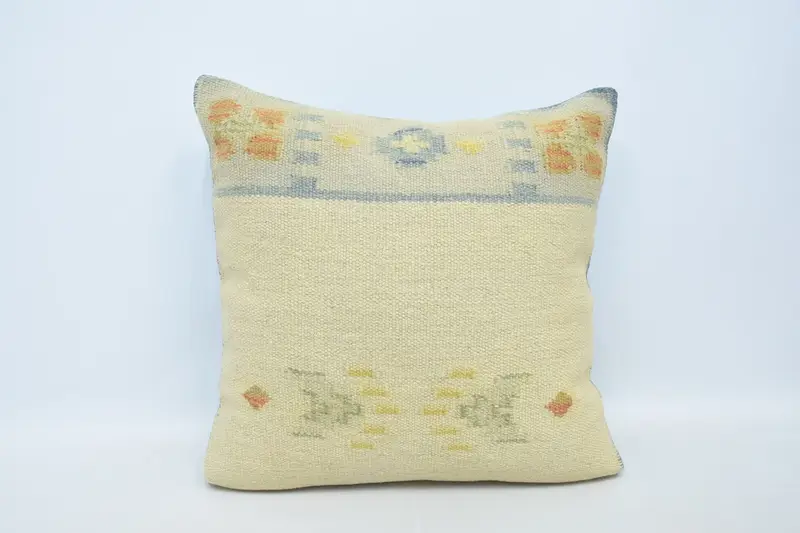 Aztec Cushion Case, Pillow, Vintage Kilim Throw Pillow, Living Room Throw Cushion, Vintage Kilim Pillow, 28x28 Beige Pillow Case, Kilim Cushion Sham - 1