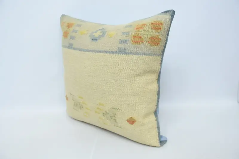 Aztec Cushion Case, Pillow, Vintage Kilim Throw Pillow, Living Room Throw Cushion, Vintage Kilim Pillow, 28x28 Beige Pillow Case, Kilim Cushion Sham - 4