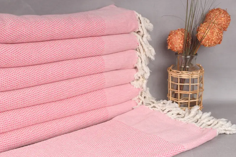 Personalized Turkish Beach Towel Fuchsia Geometric, Organic Cotton, 40x71 Inches