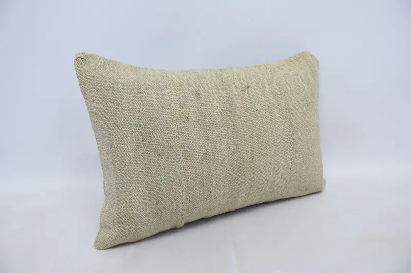 Handmade Kilim Cushion, Boho Pillow Sham Cover, Pillow for Sofa, Custom Cushion, 16x24 Beige Pillow Sham, Meditation Cushion Case, Pillow - 3