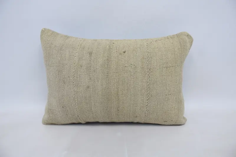 Handmade Kilim Cushion, Boho Pillow Sham Cover, Pillow for Sofa, Custom Cushion, 16x24 Beige Pillow Sham, Meditation Cushion Case, Pillow - 1