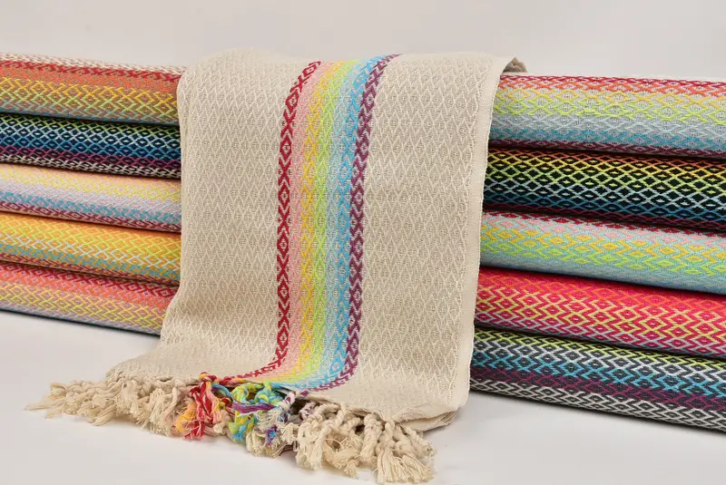 Sand-free towel, 70x40 Cotton Diamond Towel, Gift For Boyfriend, Handmade Gift, Fringed Turkish peshtemal beach towel USA, Lightweight towel - 2