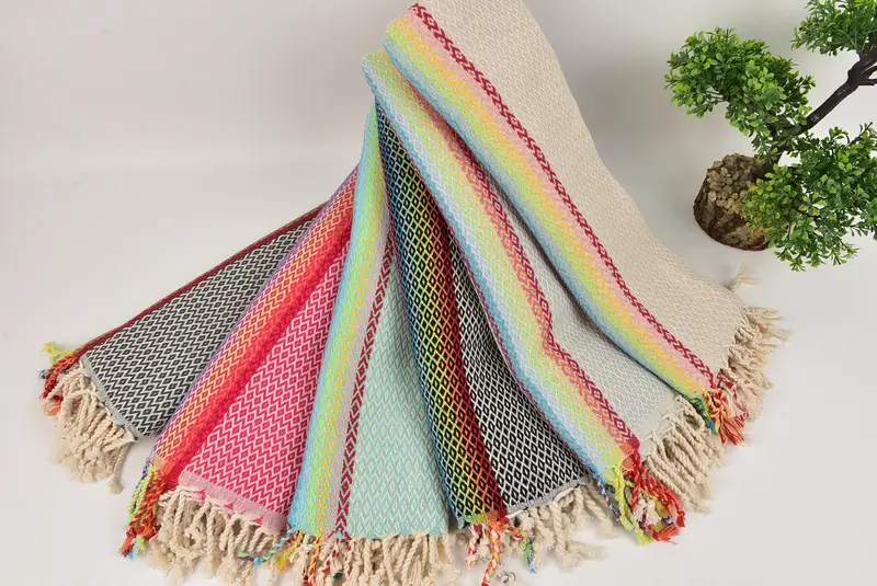 Sand-free towel, 70x40 Cotton Diamond Towel, Gift For Boyfriend, Handmade Gift, Fringed Turkish peshtemal beach towel USA, Lightweight towel - 6