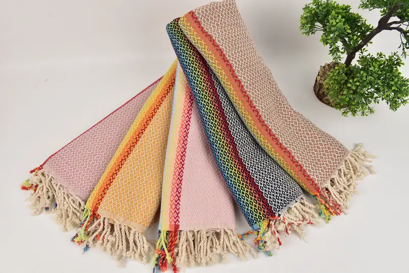 Sand-free towel, 70x40 Cotton Diamond Towel, Gift For Boyfriend, Handmade Gift, Fringed Turkish peshtemal beach towel USA, Lightweight towel - 4