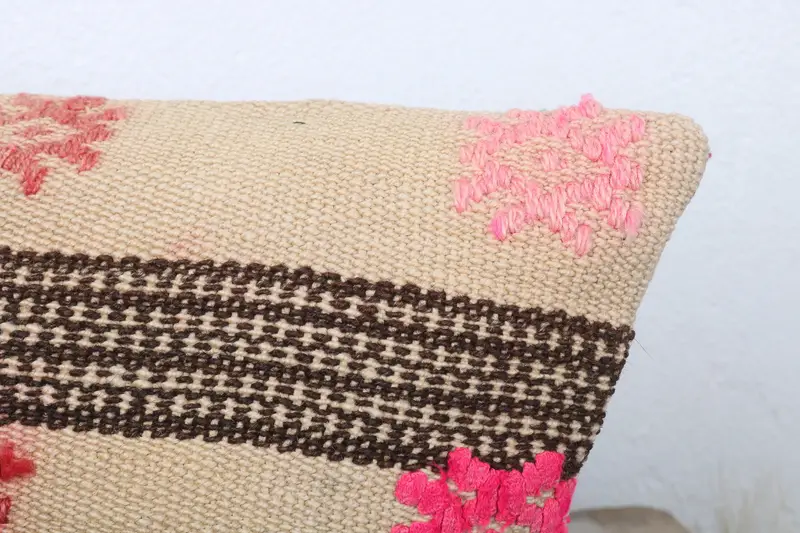 Pillow for Sofa, Morroccon Kilim Cushion Pillow Sham, Hippie Throw Pillow Case, Throw Kilim Pillow, Cushion, Gift Pillow, 12x24 Beige Cushion Case - 5