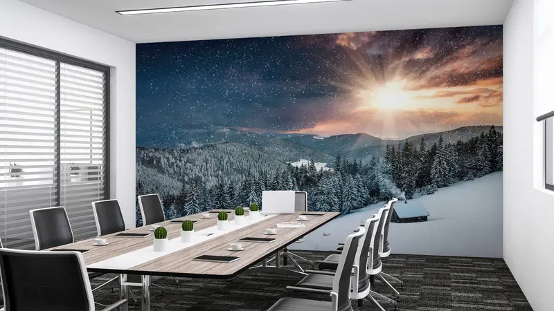 Wall Paper Peel and Stick, Custom Wall Paper, Snow Wall Decor, View Wall Print, Forest Wall Poster, Bright Wall Paper, , Winter Wall Poster, - 2