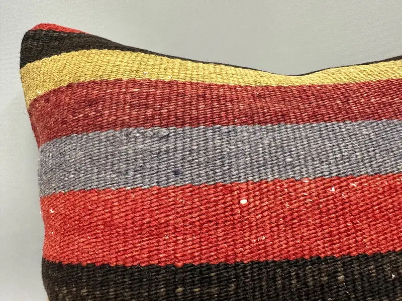 Handmade Kilim Cushion, 18x18 Red Pillow Cover, Turkish Bench Cushion Case, Boho Pillow Sham Cover, Pillow, Vintage Kilim Pillow - 5