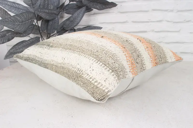 Kilim Cushion Sham, Bright Pillow, Pillow, Aesthetic Pillow, Antique Pillows, 18x18 White Pillow, Boho Pillow, Meditation Pillow, Toss Pillow Cover - 6