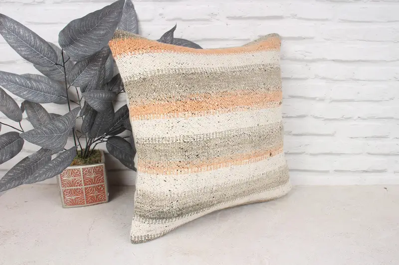 Kilim Cushion Sham, Bright Pillow, Pillow, Aesthetic Pillow, Antique Pillows, 18x18 White Pillow, Boho Pillow, Meditation Pillow, Toss Pillow Cover - 3