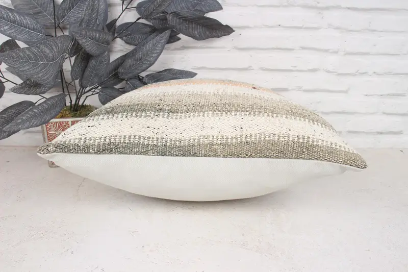Kilim Cushion Sham, Bright Pillow, Pillow, Aesthetic Pillow, Antique Pillows, 18x18 White Pillow, Boho Pillow, Meditation Pillow, Toss Pillow Cover - 5