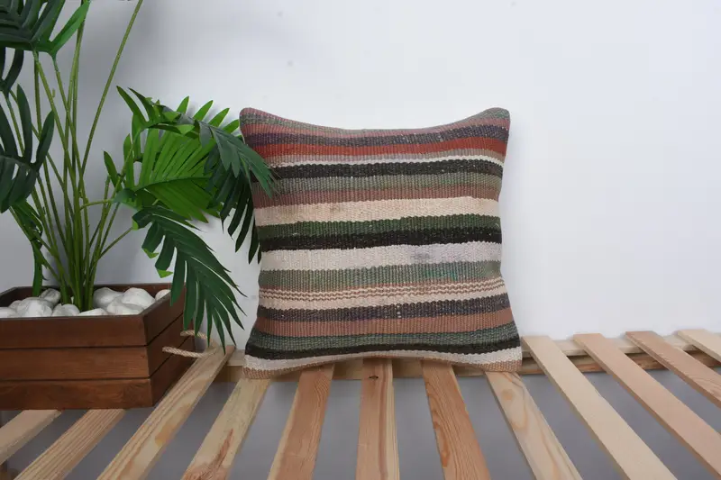 Cushion Cover, Handmade Kilim Cushion, Interior Designer Pillow, Living Room Throw Pillow, Vintage Pillow, 16x16 Gray Pillow - 1
