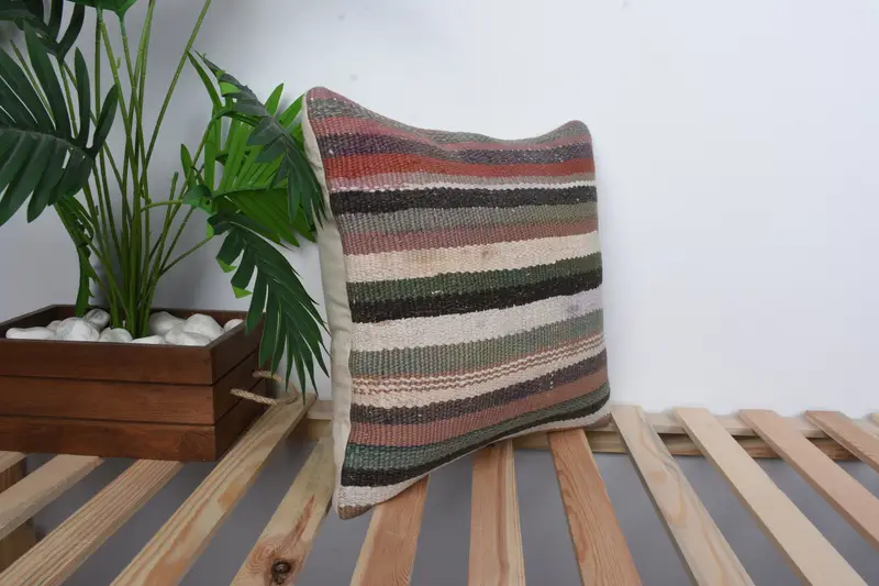 Cushion Cover, Handmade Kilim Cushion, Interior Designer Pillow, Living Room Throw Pillow, Vintage Pillow, 16x16 Gray Pillow - 4