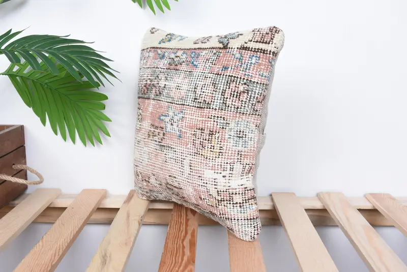 Outdoor Patio Pillow Sham, Kilim Pillow, Boho Pillow, Cushion Case, Handmade Kilim Cushion, Accent Cushion Case, 12x12 Pink Cushion Case - 5