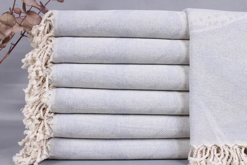 Turkish Towel Light Gray Bath Towel with Embroidery Option, 40x71 Inches