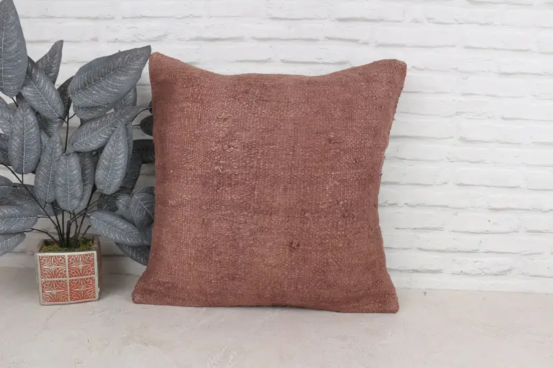 Ethnical Kilim Rug Pillow, Interior Designer Pillow, Pillow, Hippie Throw Cushion Case, 22x22 Brown Pillow Cover, Home Decor Pillow - 1