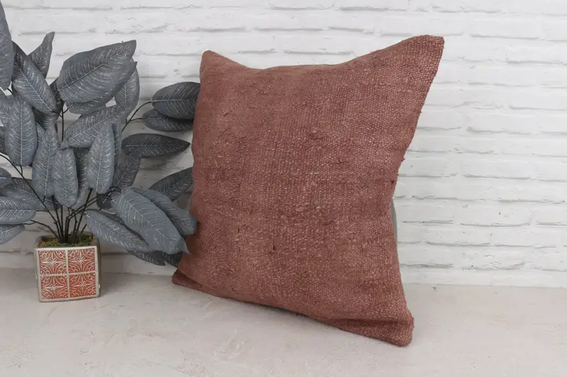 Ethnical Kilim Rug Pillow, Interior Designer Pillow, Pillow, Hippie Throw Cushion Case, 22x22 Brown Pillow Cover, Home Decor Pillow - 4