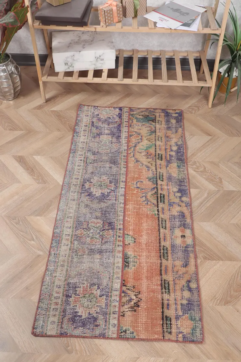 Blue, Orange Camouflage Rug, 2x4 ft Chic Decor