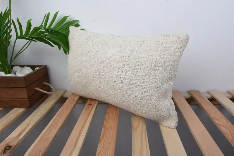 Couch Pillow Sham, Decorative Throw Pillow Case, Vintage Kilim Pillow, 12x20 Beige Cushion Case, Turkish Kilim Pillow, Pillow for Sofa, Pillow Cover - 5