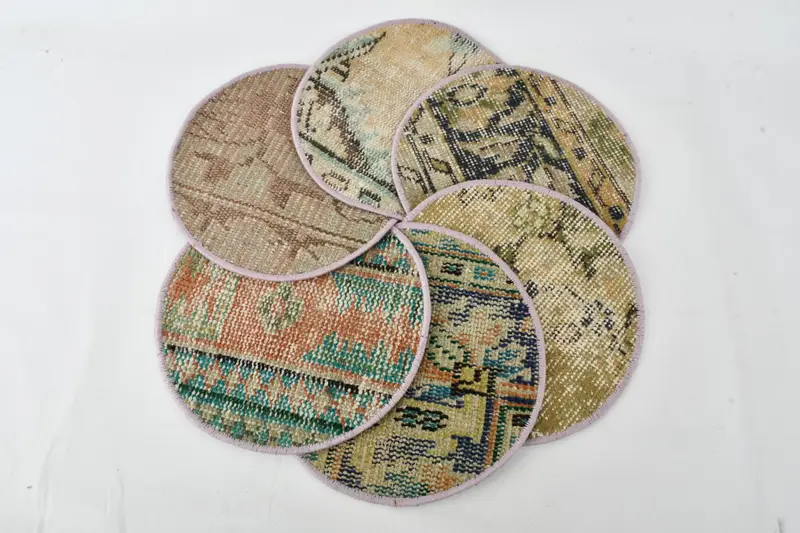 ボヘミアン ベージュ & グリーン プレースマット、エレガントなアールデコ プレースマット