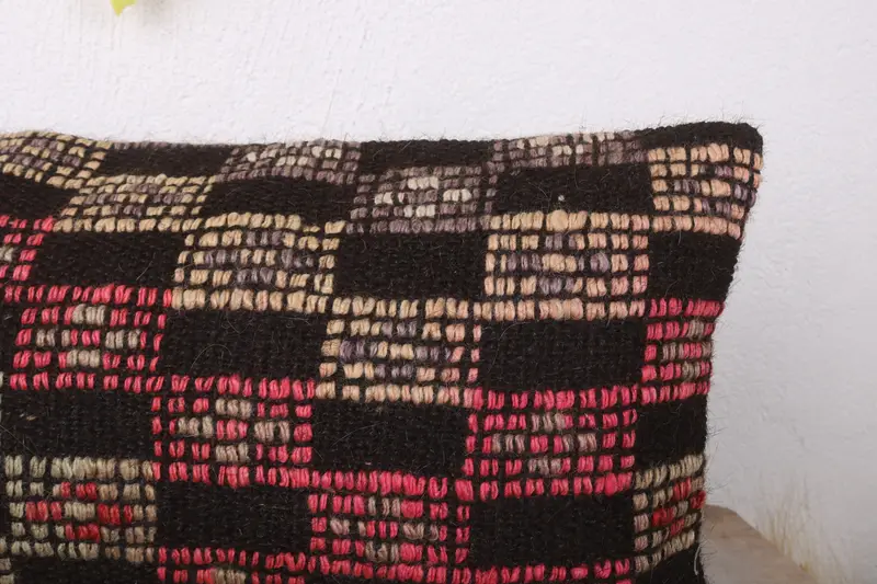 Pattern Throw Pillow, 12x24 Brown Pillow, Kilim Cushion Sham, Vintage Kilim Throw Pillow, Cushion Case, Armchair Cushion Case, Turkish Kilim Pillow - 5