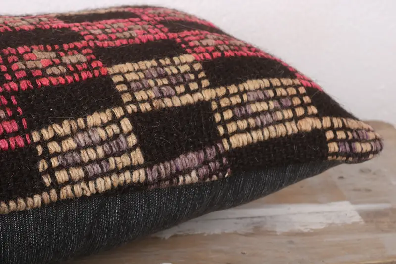 Pattern Throw Pillow, 12x24 Brown Pillow, Kilim Cushion Sham, Vintage Kilim Throw Pillow, Cushion Case, Armchair Cushion Case, Turkish Kilim Pillow - 6