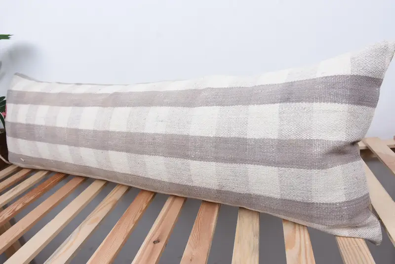 Vintage Kilim Throw Pillow, Handmade Kilim Cushion, Ethnical Kilim Rug Pillow, 16x48 Brown Pillow Cover, Oriental Cushion, Cushion Cover - 5