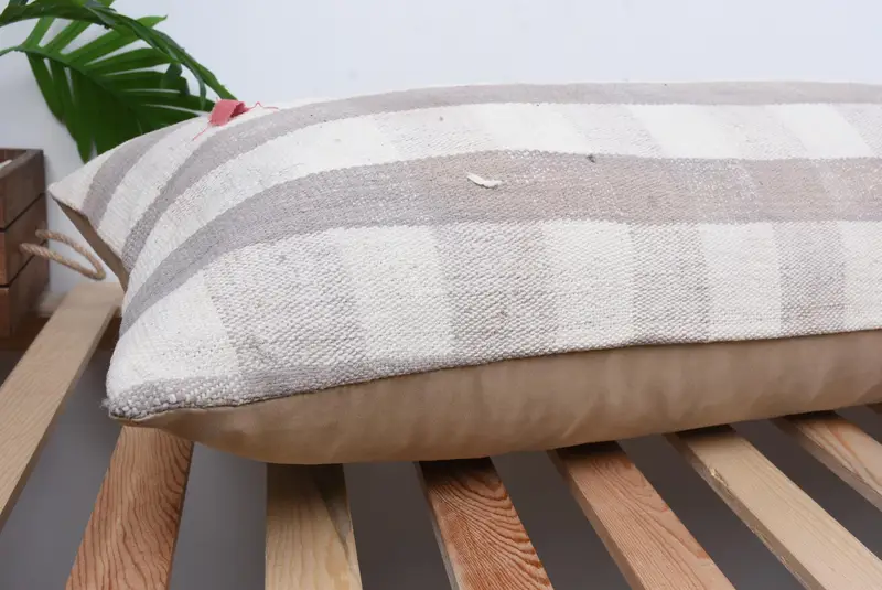 Vintage Kilim Throw Pillow, Handmade Kilim Cushion, Ethnical Kilim Rug Pillow, 16x48 Brown Pillow Cover, Oriental Cushion, Cushion Cover - 6