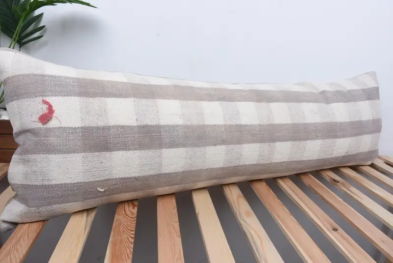 Vintage Kilim Throw Pillow, Handmade Kilim Cushion, Ethnical Kilim Rug Pillow, 16x48 Brown Pillow Cover, Oriental Cushion, Cushion Cover - 4