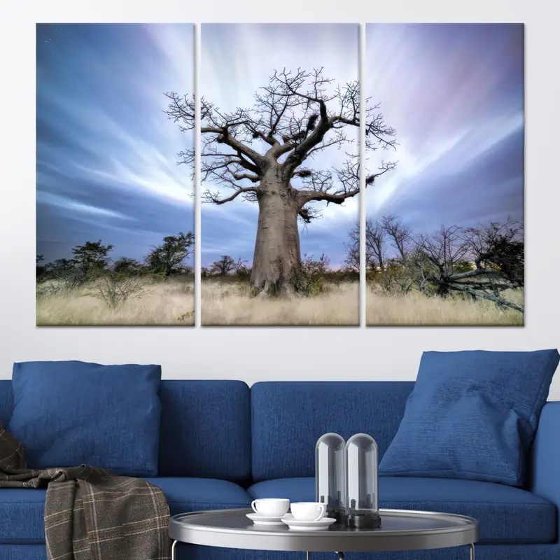 Zarif Kıyı Ağacı Doğa Manzarası Baskılı Kanvas Tablo