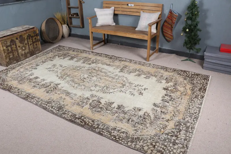 Zarif Bej Halı, Oryantal Desen 5,7x10 ft