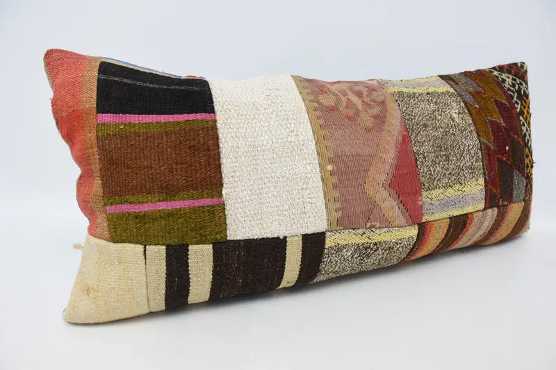 Turkish Pillow, Cushion, 16x36 Red Cushion, Throw Kilim Pillow, Turkish Kilim Pillow, Handwoven Pillow Cover Pillow Case - 3