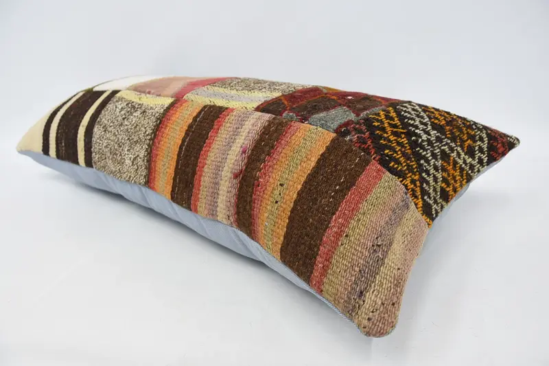 Turkish Pillow, Cushion, 16x36 Red Cushion, Throw Kilim Pillow, Turkish Kilim Pillow, Handwoven Pillow Cover Pillow Case - 5