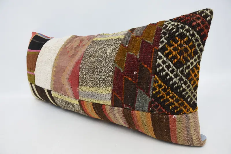 Turkish Pillow, Cushion, 16x36 Red Cushion, Throw Kilim Pillow, Turkish Kilim Pillow, Handwoven Pillow Cover Pillow Case - 4