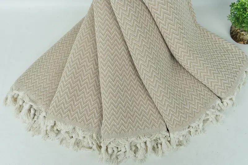 Bachelorette Large Towel, 76x64 Cotton Zig zag Towel, Bride Gift, Boho Throw Blankets, Organic Throw, Monogram Blanket, Personalized Blanket - 4