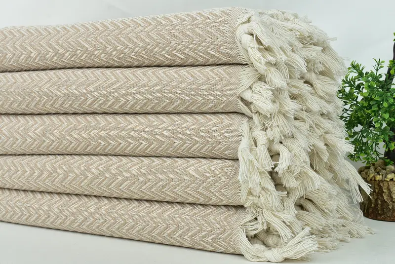 Bachelorette Large Towel, 76x64 Cotton Zig zag Towel, Bride Gift, Boho Throw Blankets, Organic Throw, Monogram Blanket, Personalized Blanket - 3