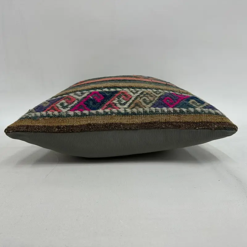 Retro Throw Pillow Cover, Pillow Case, Turkish Pillow, 16x16 Green Cushion, Antique Pillows, Vintage Kilim Throw Pillow - 5