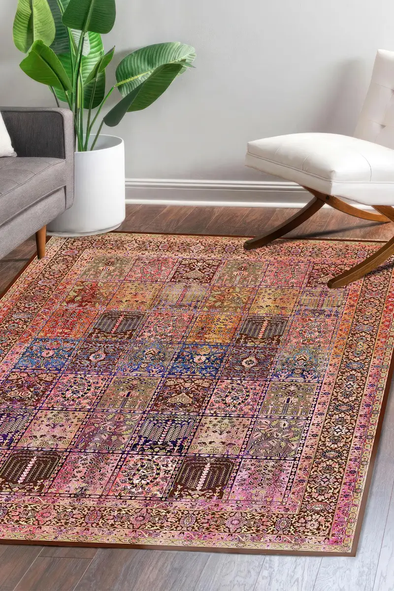 エレガントなプリントラグ：モダンなデザイン、柔らかい生地、ユニークなパターン。