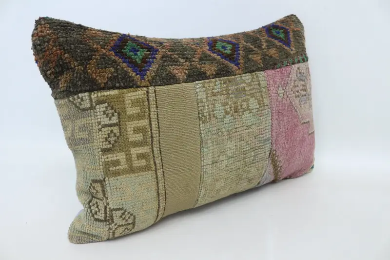 Kilim Pillow Cover, Vintage Kilim Pillow, Pillow Sham, 16x24 Purple Cushion, Outdoor Throw Pillow Sham, Ethnical Kilim Rug Pillow - 3