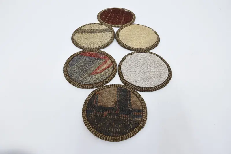 Posavasos redondos bohemios, juego de posavasos decorativos blancos y marrones