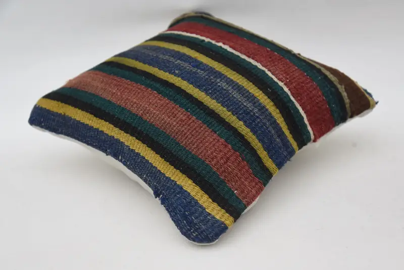 12x12 Blue Pillow Sham, One Of A Kind Pillow Cover, Turkish Corner Pillow Cover, Cushion, Kilim Pillow Cover, Kilim Cushion Sham, Pillow for Couch - 6