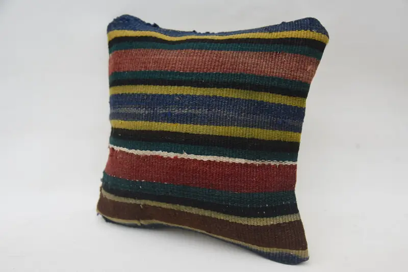 12x12 Blue Pillow Sham, One Of A Kind Pillow Cover, Turkish Corner Pillow Cover, Cushion, Kilim Pillow Cover, Kilim Cushion Sham, Pillow for Couch - 3