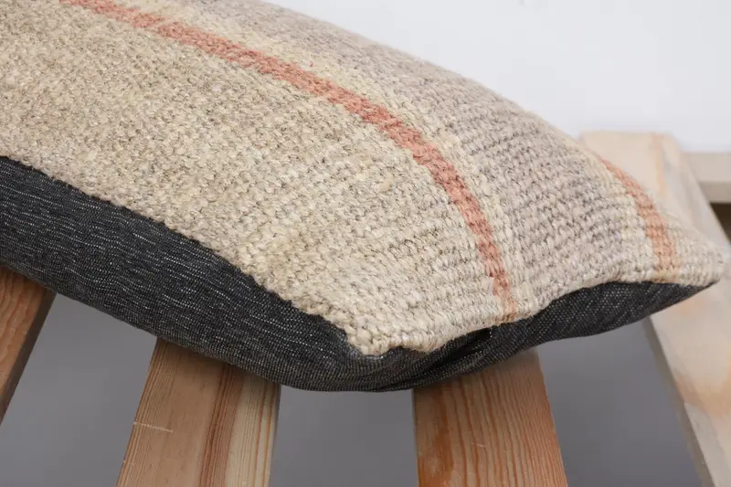Pillow for Couch, Pillow Cover, Wool Kilim Pillow Cushion, Throw Kilim Pillow, Outdoor Patio Cushion Cover, Pillow for Sofa, 8x16 Beige Pillow Cover - 7