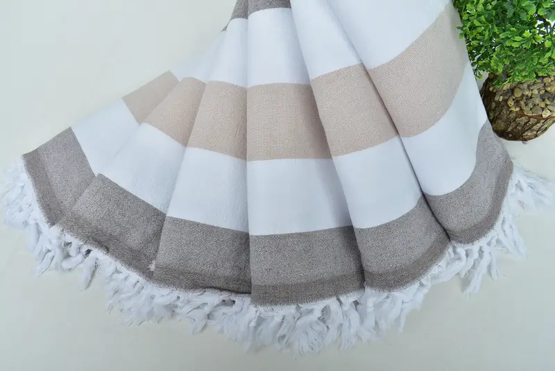 Luxury Beach Towel, Organic Towel, Mother Of The Groom Gift, Gift For Him, Sand-resistant towel, 64x36 Cotton Striped Terry Towel, Summer Gift - 4