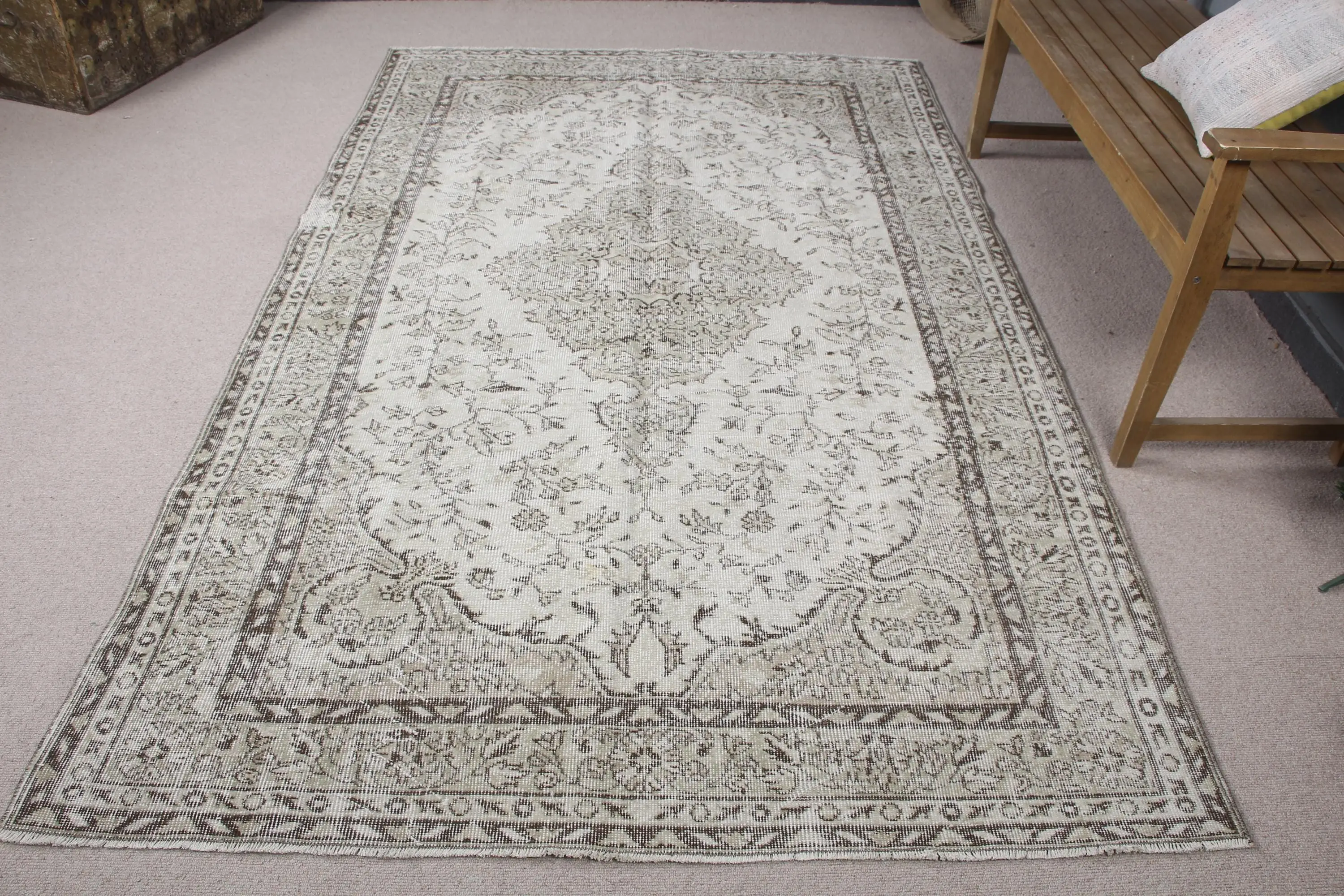 Türk Halısı, 5.4x8.5 ft Vintage Halı, Gri Oryantal Yün Halı - 1