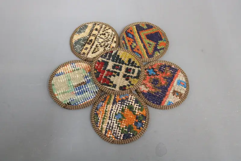 ボヘミアン オレンジ & ブロンズ ラウンド コースター、エスニック ボヘミアン コースター