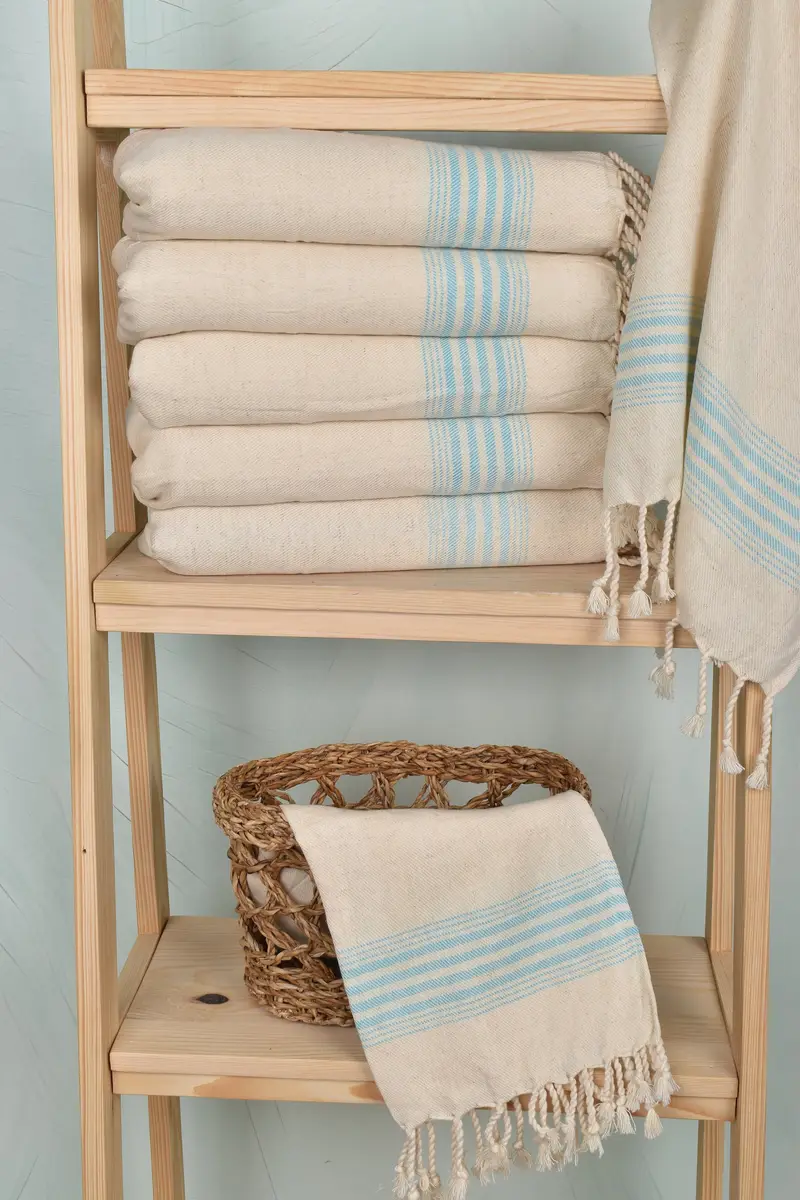 Bathroom Towels, Personalized Gifts, Personalized Turkish Towel, Summer Gift, Bulk Order Towel, Turkish Towel Hand Towel, 36x18 Linen Striped Towel - 3