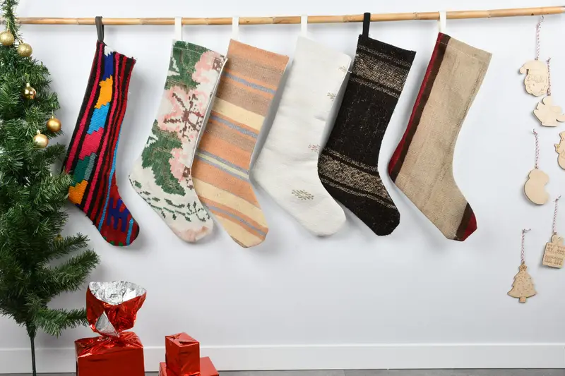 Medias personalizadas de adornos navideños, medias de lujo de 8 pulgadas