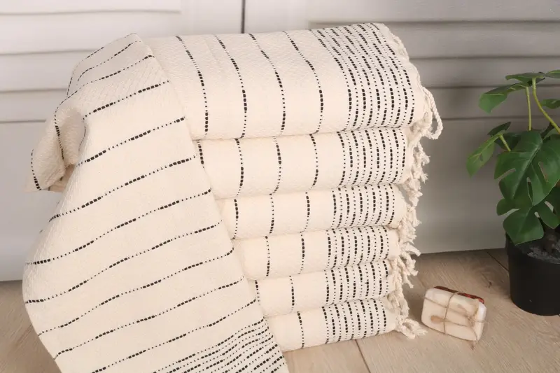 Black Cotton Tea Towel Striped Design, 18x36 Inches