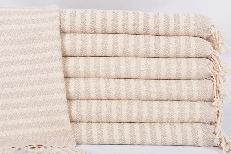 Personalized Beige Chevron Dish Towel, 40x18 inches, Organic Cotton